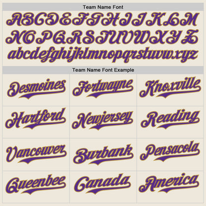 Custom Cream Purple Pinstripe Old Gold Authentic Two Tone Baseball Jersey - Sky-Custom