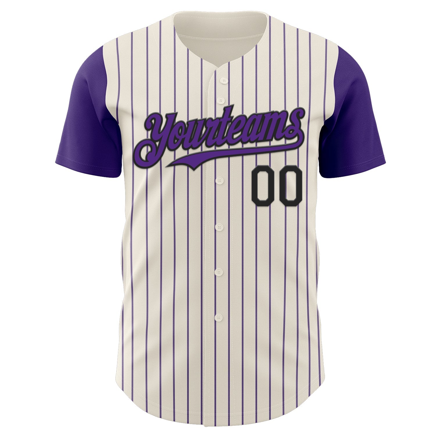 Custom Cream Purple Pinstripe Black Authentic Two Tone Baseball Jersey - Sky-Custom