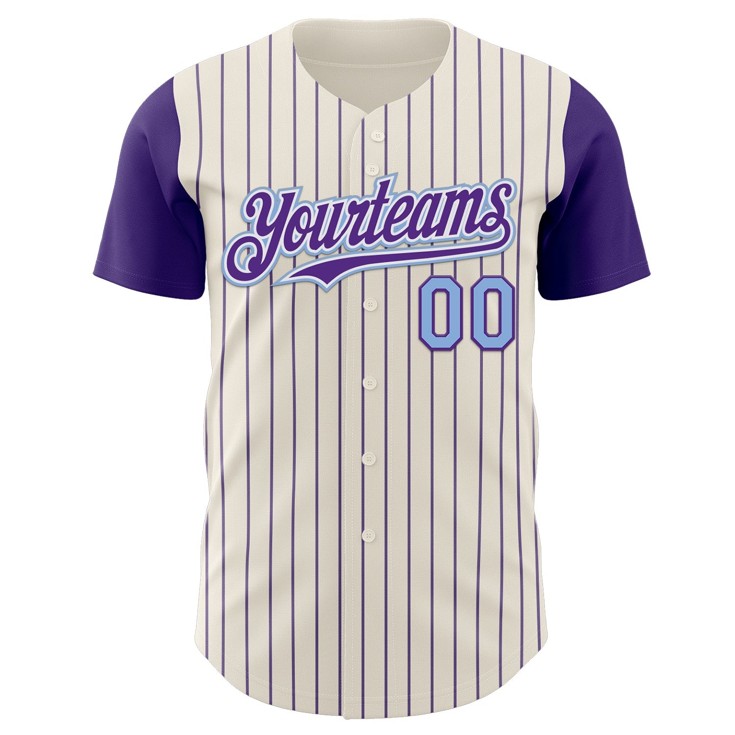 Custom Cream Purple Pinstripe White-Light Blue Authentic Two Tone Baseball Jersey - Sky-Custom