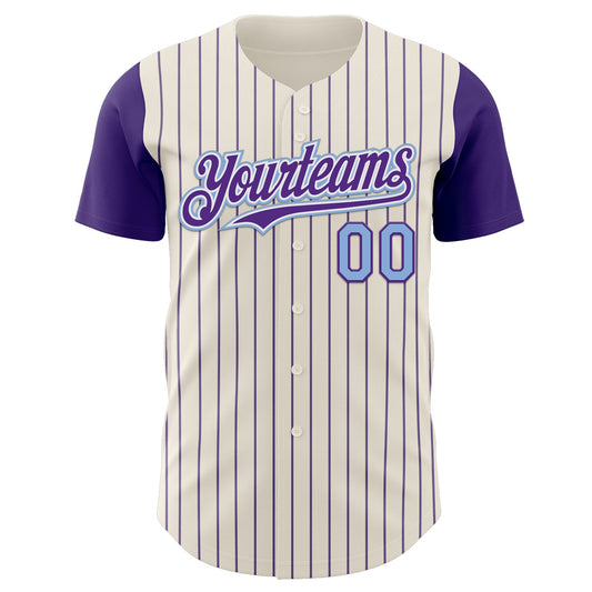 Custom Cream Purple Pinstripe White-Light Blue Authentic Two Tone Baseball Jersey - Sky-Custom