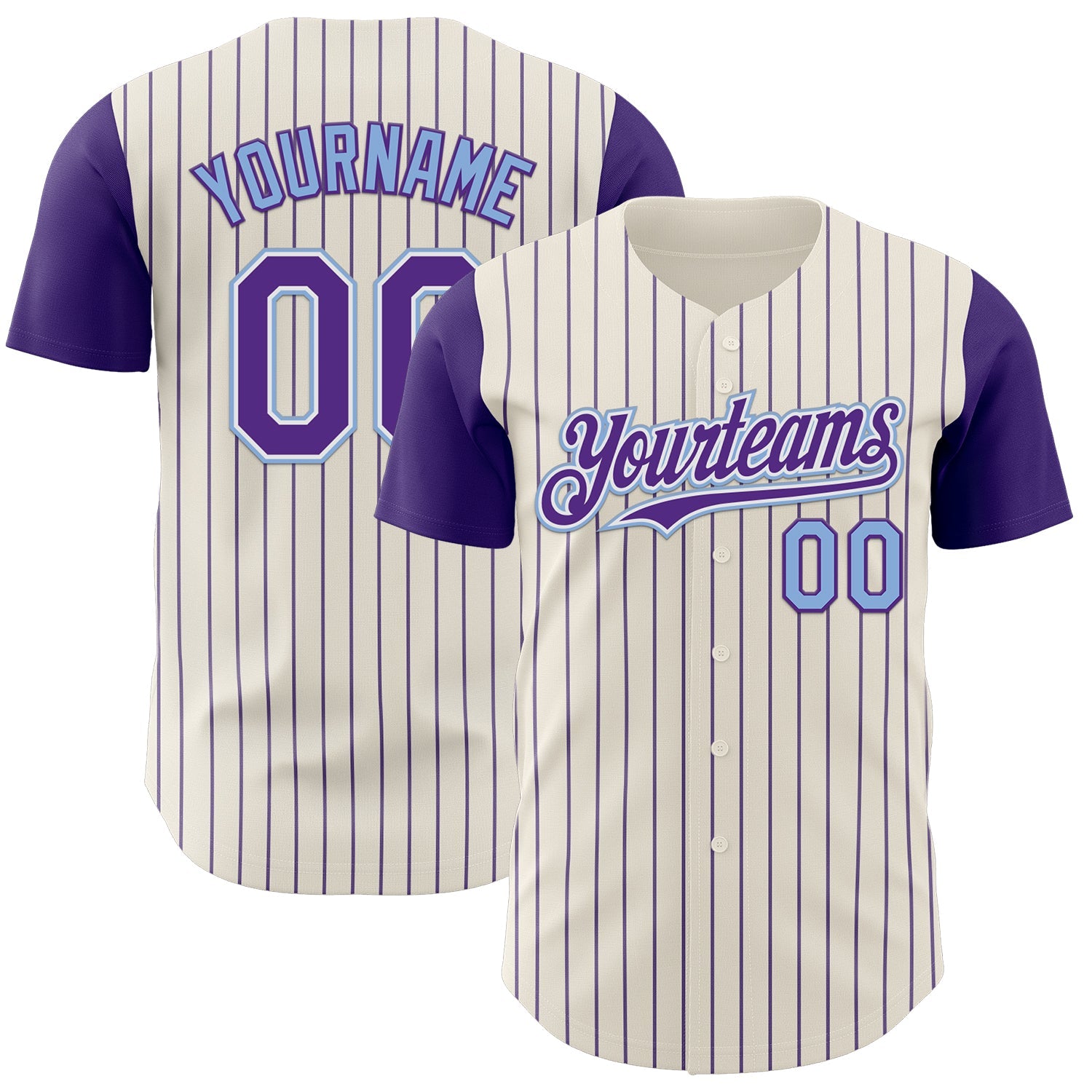 Custom Cream Purple Pinstripe White-Light Blue Authentic Two Tone Baseball Jersey - Sky-Custom