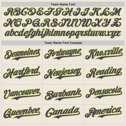 Custom Cream Purple Pinstripe Neon Green Authentic Two Tone Baseball Jersey - Sky-Custom