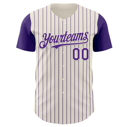 Custom Cream Purple Pinstripe Purple Authentic Two Tone Baseball Jersey - Sky-Custom