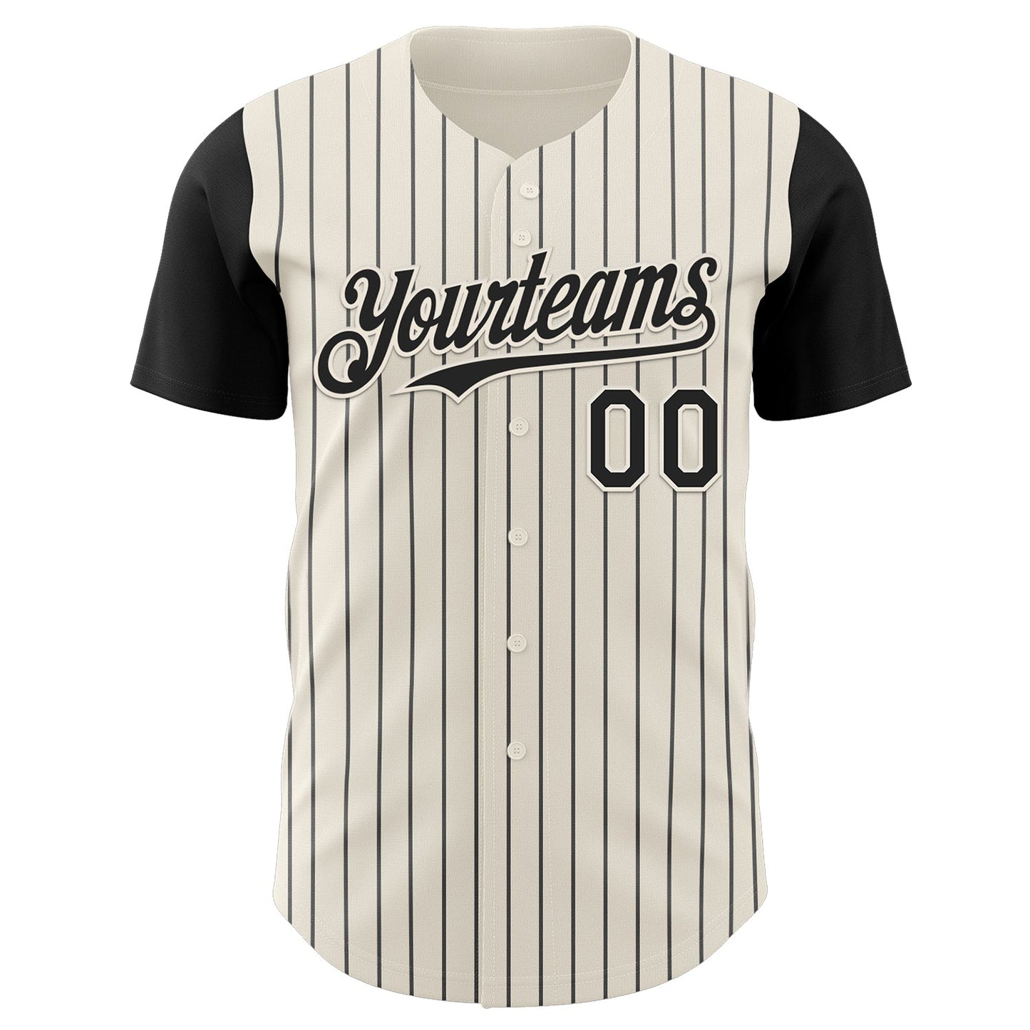 Custom Cream Black Pinstripe Black Authentic Two Tone Baseball Jersey - Sky-Custom