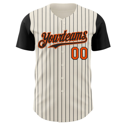 Custom Cream Black Pinstripe Orange Authentic Two Tone Baseball Jersey - Sky-Custom