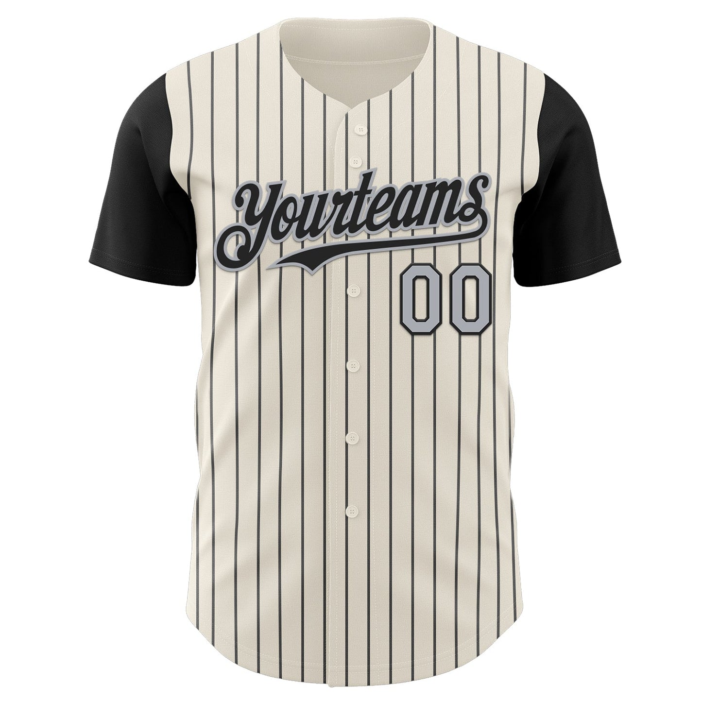 Custom Cream Black Pinstripe Gray Authentic Two Tone Baseball Jersey - Sky-Custom