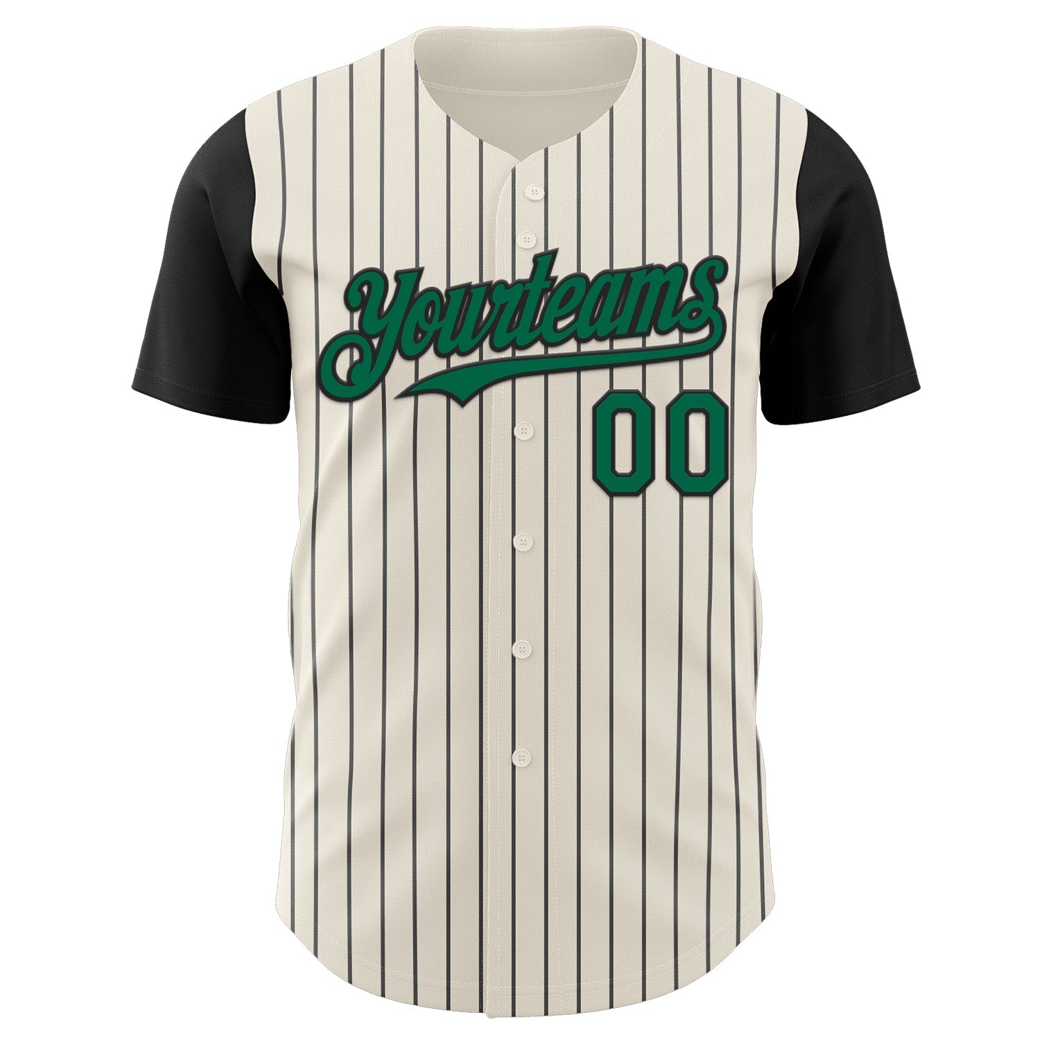 Custom Cream Black Pinstripe Kelly Green Authentic Two Tone Baseball Jersey - Sky-Custom