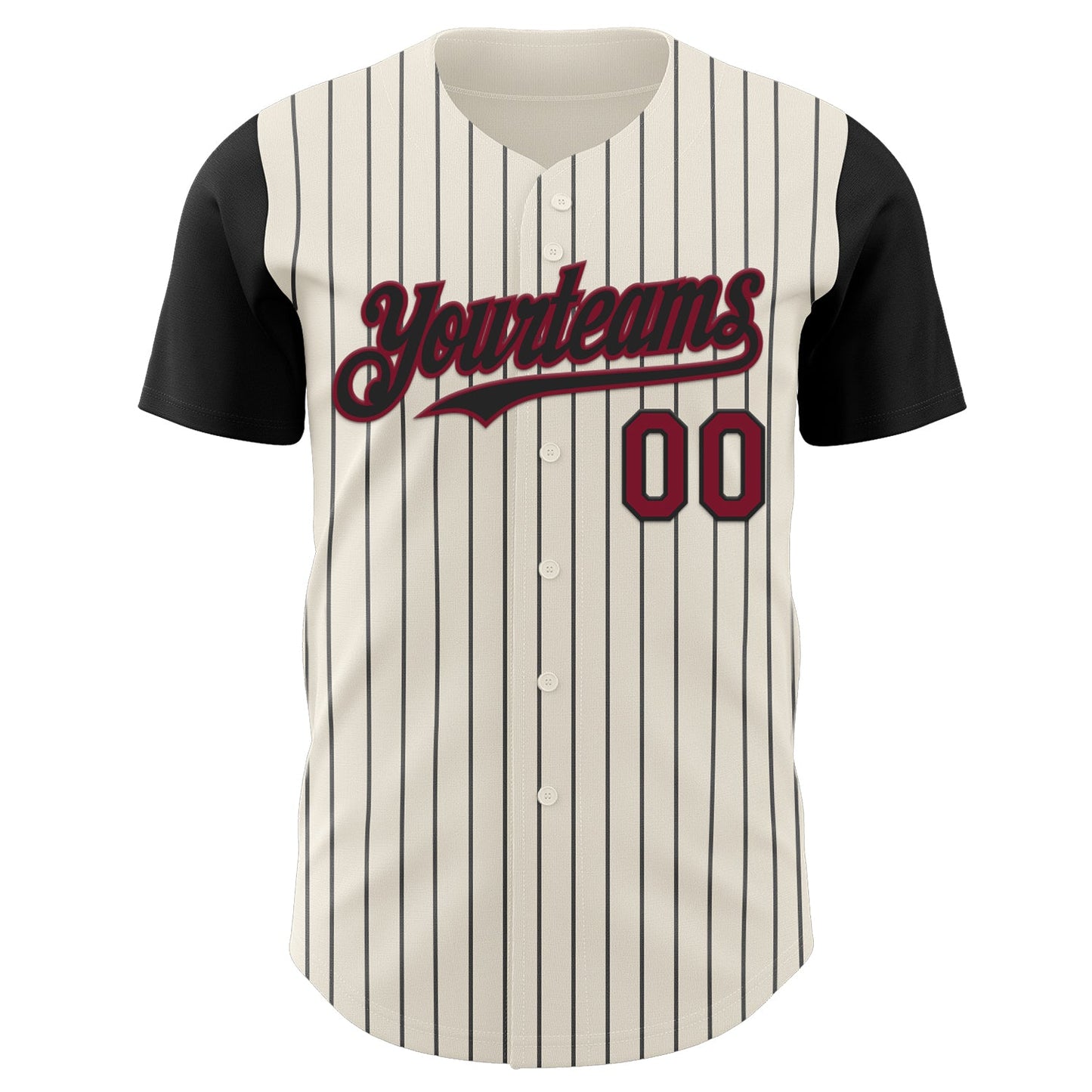 Custom Cream Black Pinstripe Crimson Authentic Two Tone Baseball Jersey - Sky-Custom