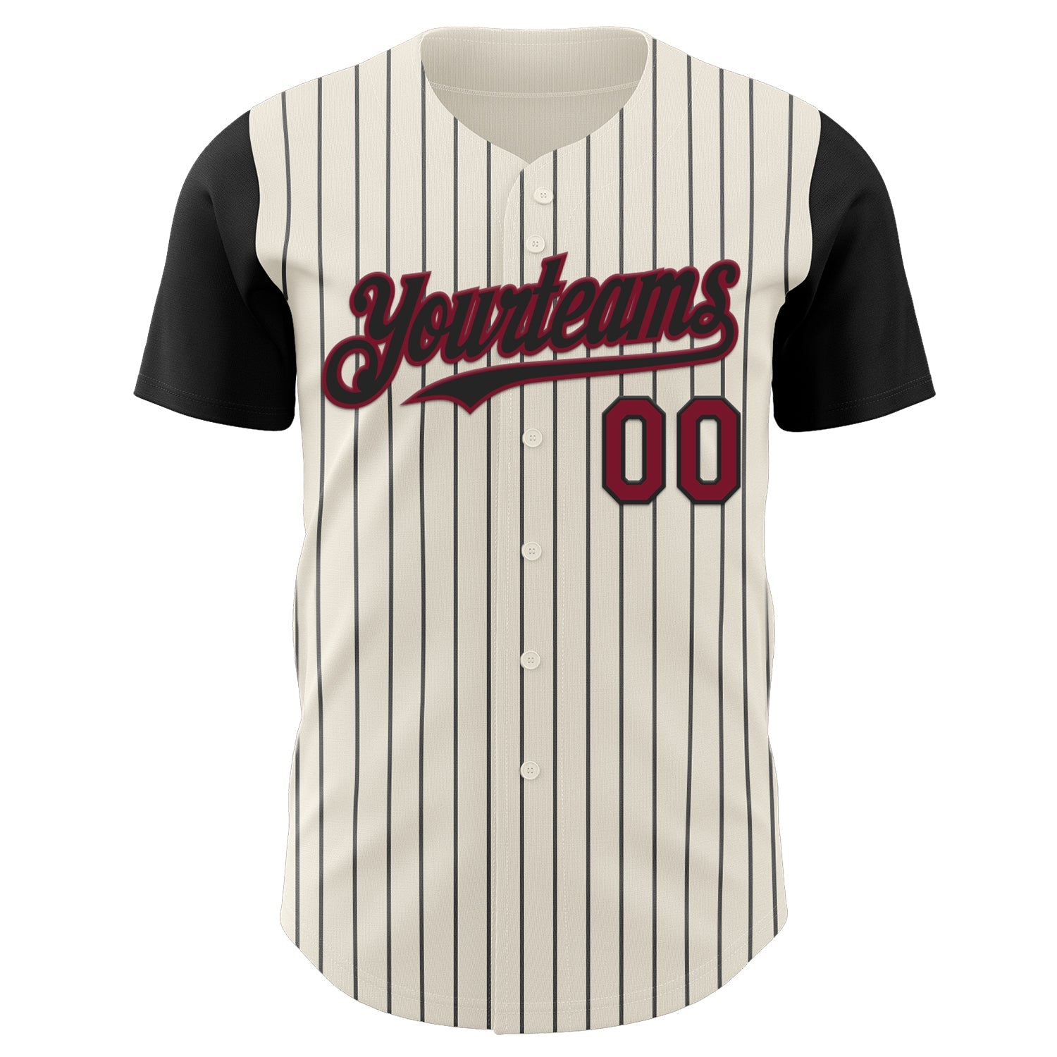 Custom Cream Black Pinstripe Crimson Authentic Two Tone Baseball Jersey - Sky-Custom