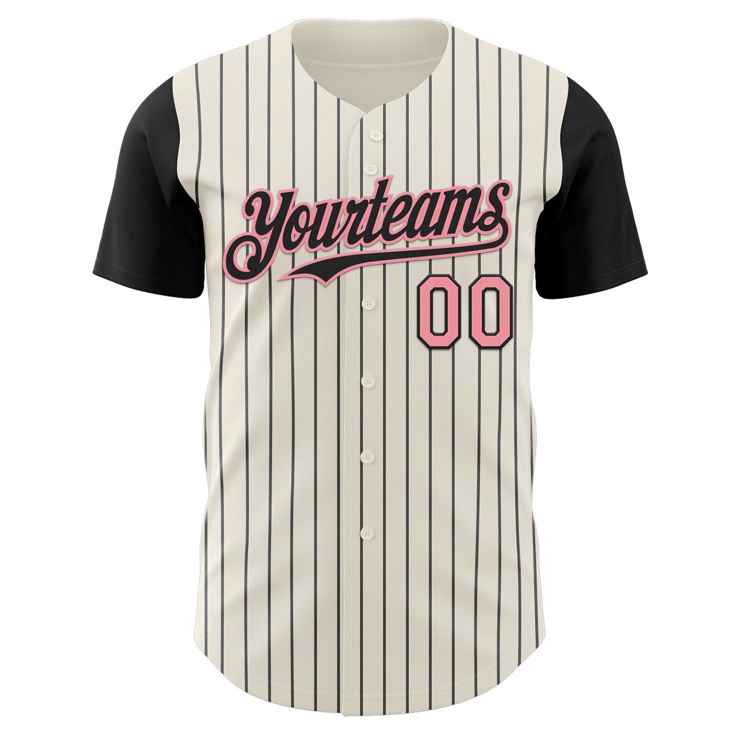 Custom Cream Black Pinstripe Medium Pink Authentic Two Tone Baseball Jersey - Sky-Custom