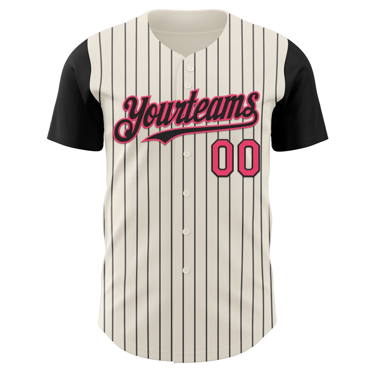 Custom Cream Black Pinstripe Neon Pink Authentic Two Tone Baseball Jersey - Sky-Custom