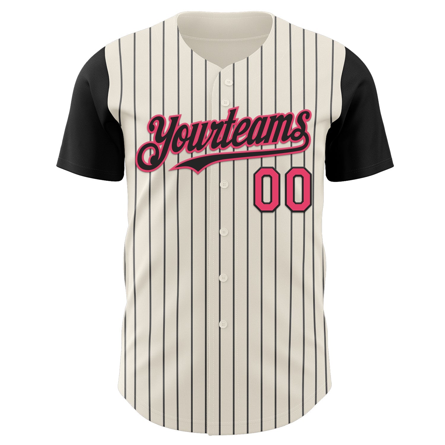Custom Cream Black Pinstripe Neon Pink Authentic Two Tone Baseball Jersey - Sky-Custom