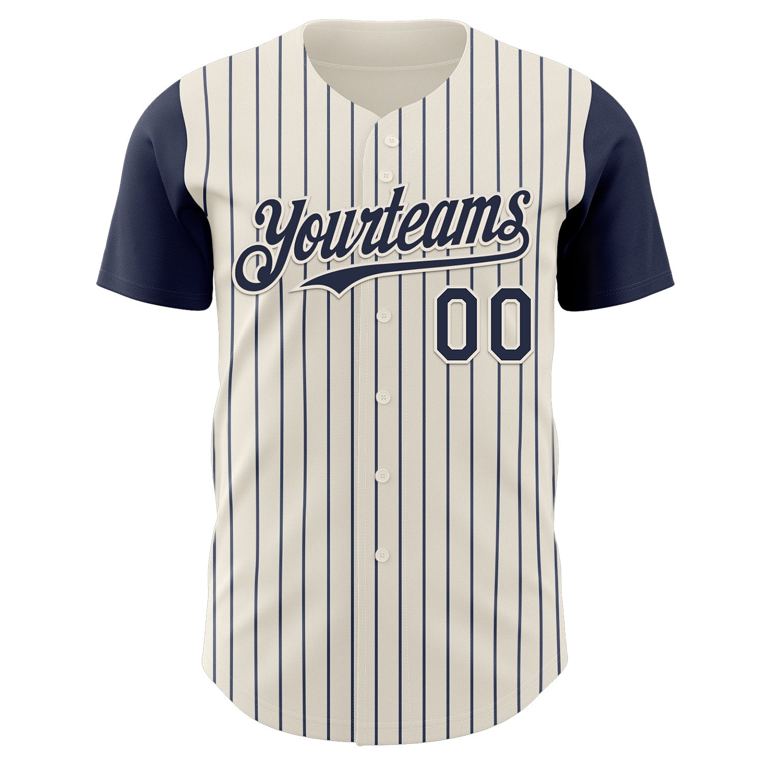 Custom Cream Navy Pinstripe Navy Authentic Two Tone Baseball Jersey - Sky-Custom