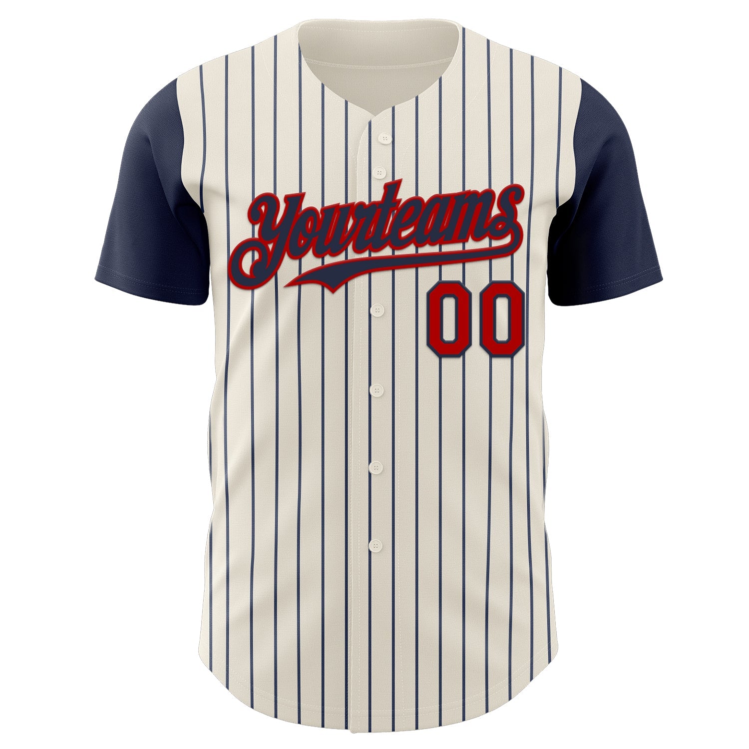 Custom Cream Navy Pinstripe Red Authentic Two Tone Baseball Jersey - Sky-Custom