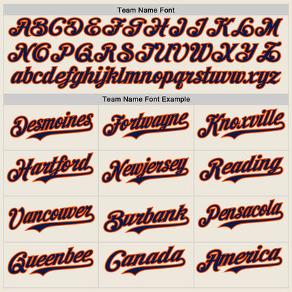 Custom Cream Navy Pinstripe Orange Authentic Two Tone Baseball Jersey - Sky-Custom