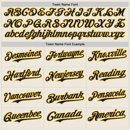 Custom Cream Navy Pinstripe Gold Authentic Two Tone Baseball Jersey - Sky-Custom