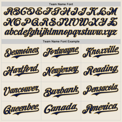 Custom Cream Navy Pinstripe Old Gold Authentic Two Tone Baseball Jersey - Sky-Custom