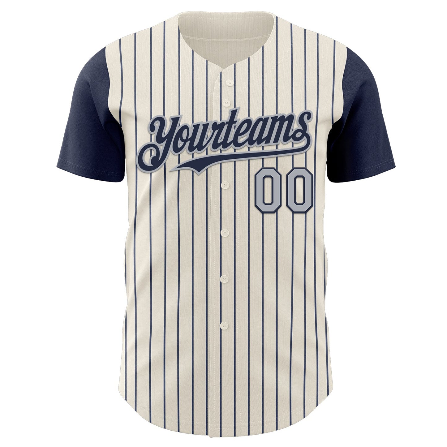 Custom Cream Navy Pinstripe Gray Authentic Two Tone Baseball Jersey - Sky-Custom