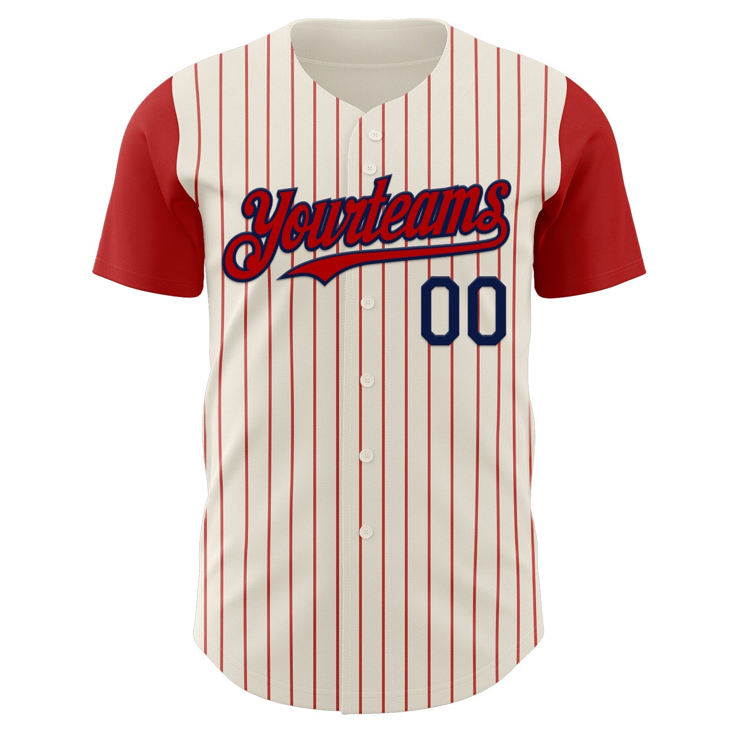 Custom Cream Red Pinstripe Navy Authentic Two Tone Baseball Jersey - Sky-Custom