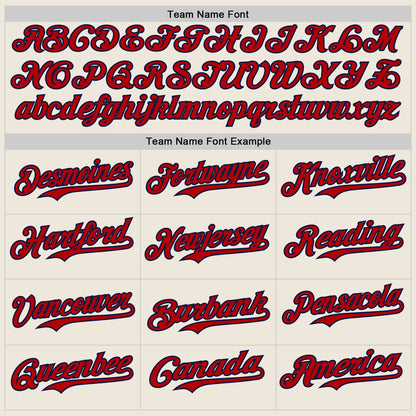 Custom Cream Red Pinstripe Navy Authentic Two Tone Baseball Jersey - Sky-Custom
