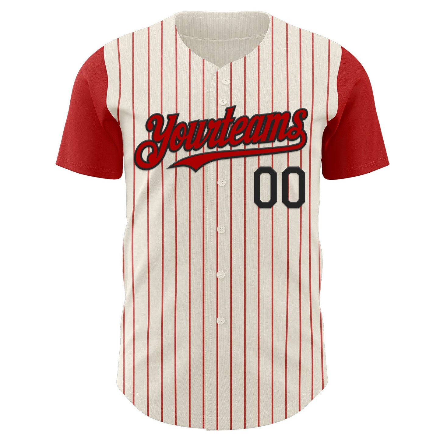 Custom Cream Red Pinstripe Black Authentic Two Tone Baseball Jersey - Sky-Custom