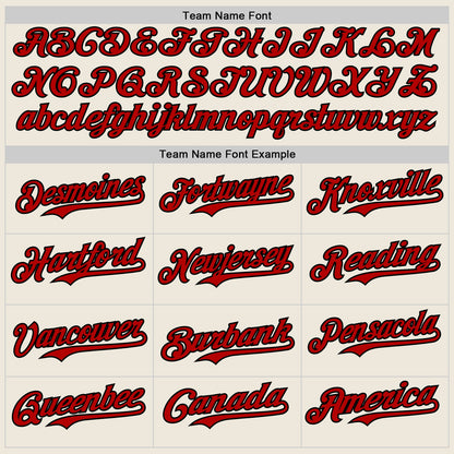 Custom Cream Red Pinstripe Black Authentic Two Tone Baseball Jersey - Sky-Custom