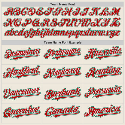 Custom Cream Red Pinstripe White-Kelly Green Authentic Two Tone Baseball Jersey - Sky-Custom