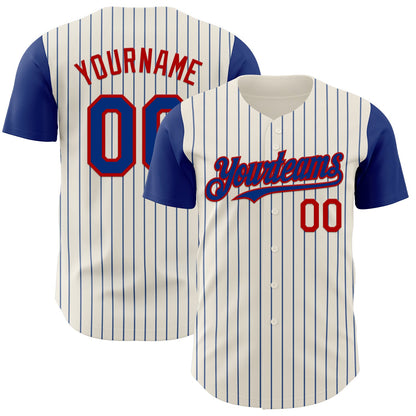 Custom Cream Royal Pinstripe Red Authentic Two Tone Baseball Jersey - Sky-Custom