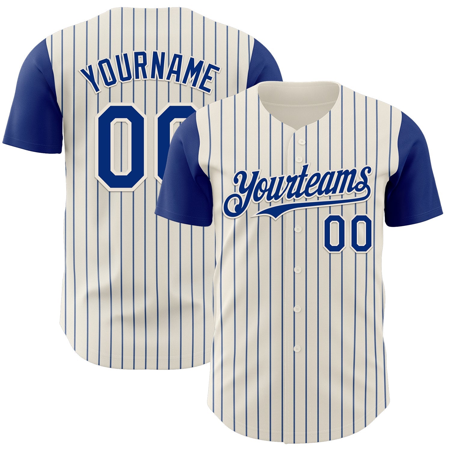 Custom Cream Royal Pinstripe Royal Authentic Two Tone Baseball Jersey - Sky-Custom