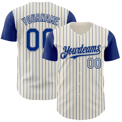 Custom Cream Royal Pinstripe Gray Authentic Two Tone Baseball Jersey - Sky-Custom