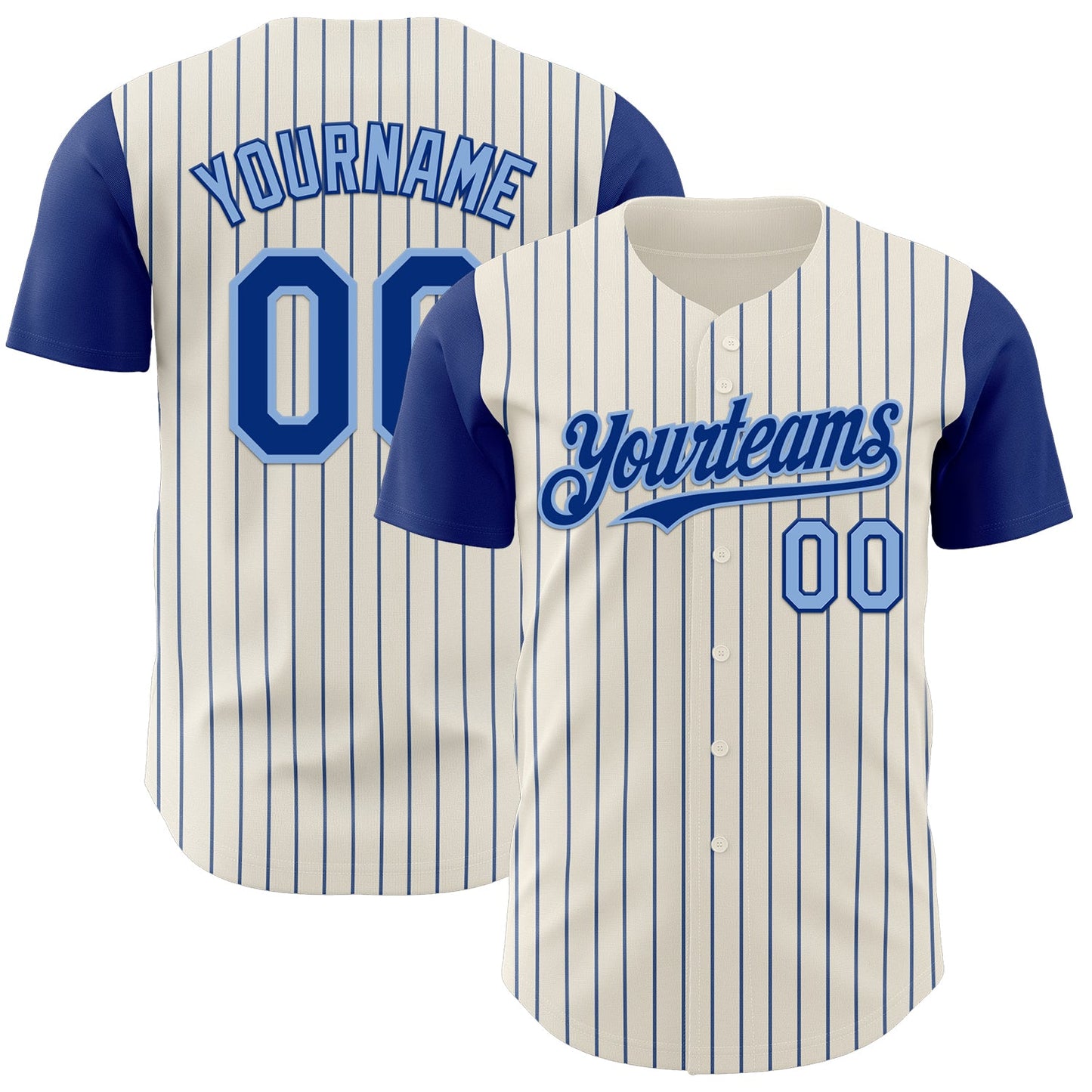 Custom Cream Royal Pinstripe Light Blue Authentic Two Tone Baseball Jersey - Sky-Custom