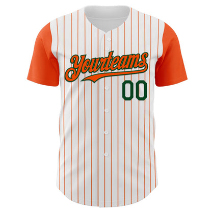 Custom White Orange Pinstripe Green Authentic Two Tone Baseball Jersey - Sky-Custom