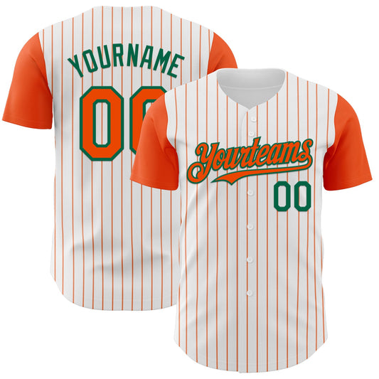 Custom White Orange Pinstripe Kelly Green Authentic Two Tone Baseball Jersey - Sky-Custom