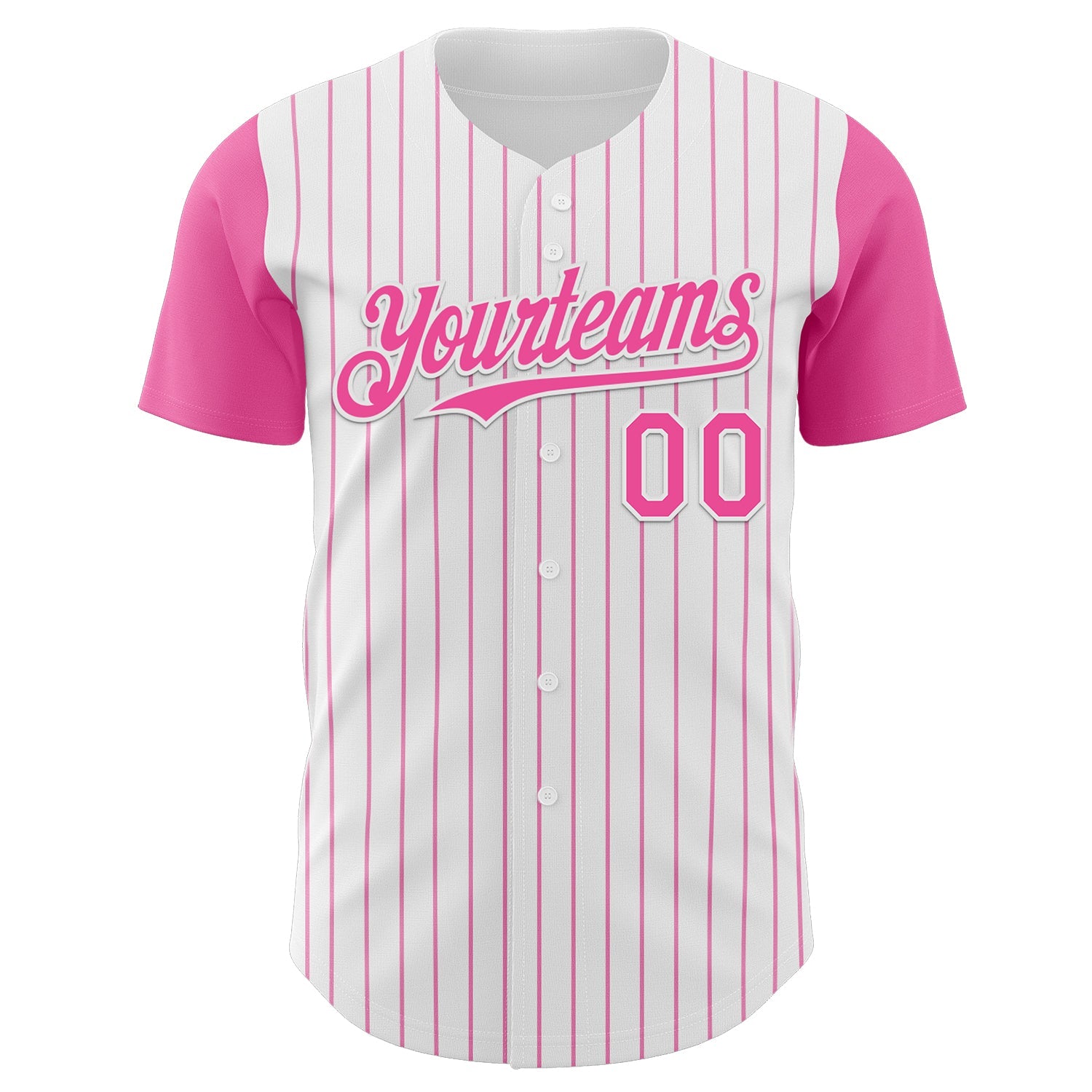 Custom White Pink Pinstripe Pink Authentic Two Tone Baseball Jersey - Sky-Custom