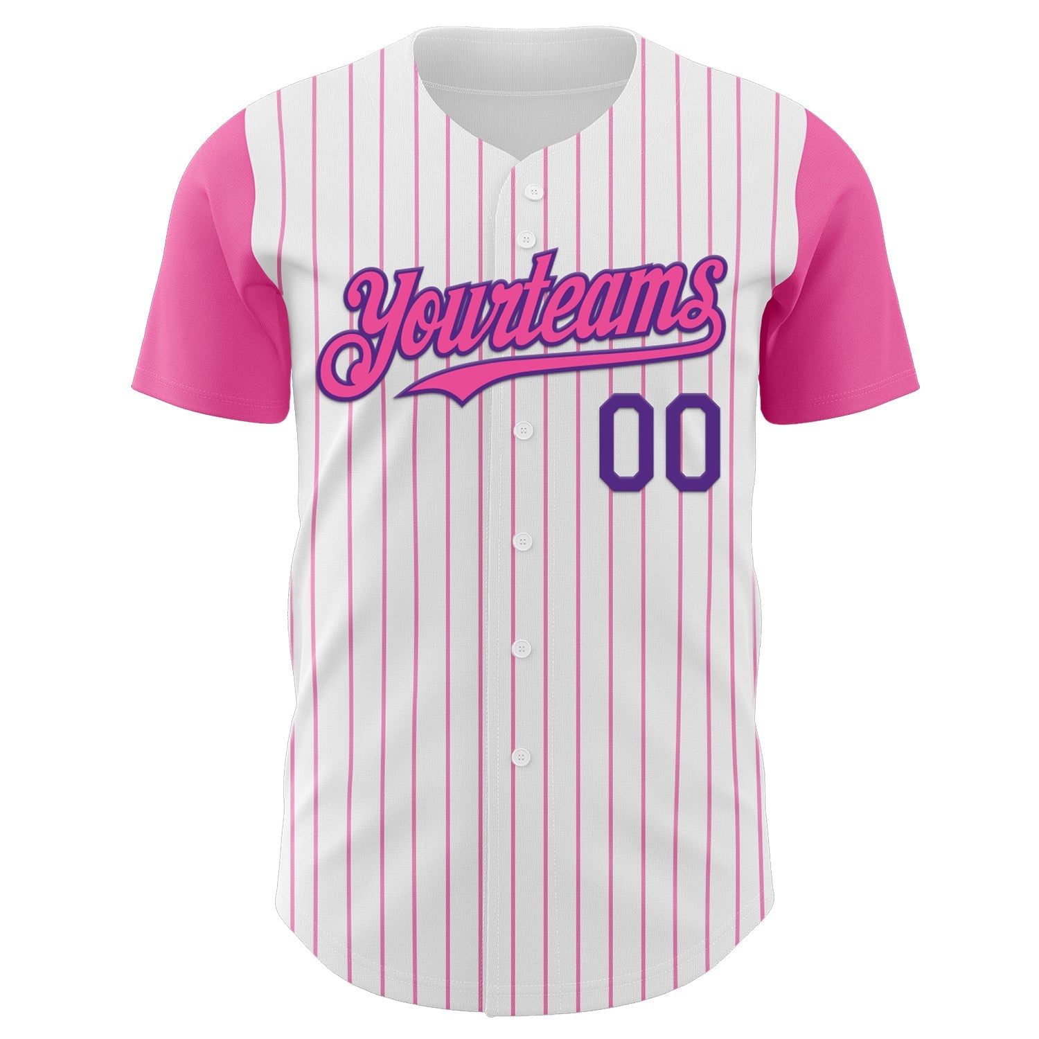 Custom White Pink Pinstripe Purple Authentic Two Tone Baseball Jersey - Sky-Custom