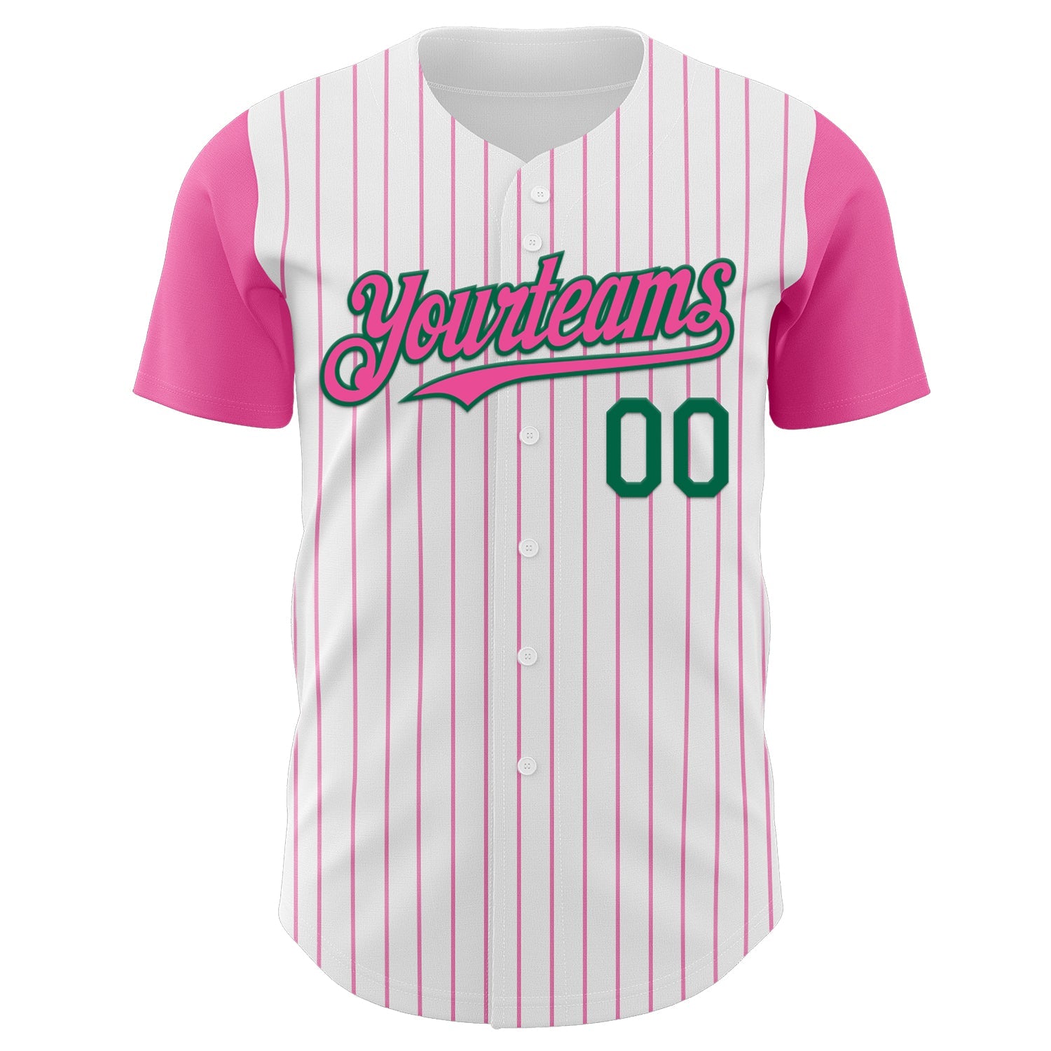 Custom White Pink Pinstripe Kelly Green Authentic Two Tone Baseball Jersey - Sky-Custom