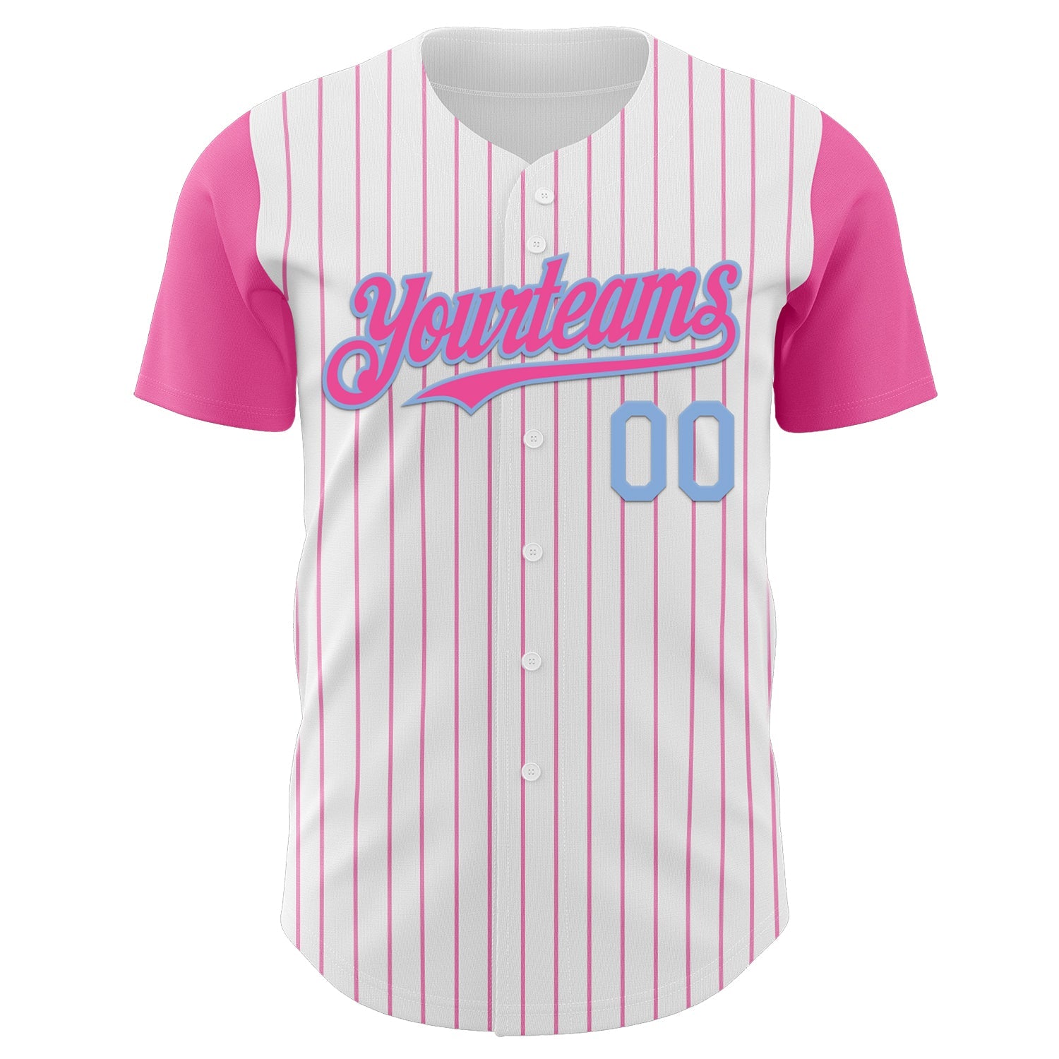 Custom White Pink Pinstripe Light Blue Authentic Two Tone Baseball Jersey - Sky-Custom