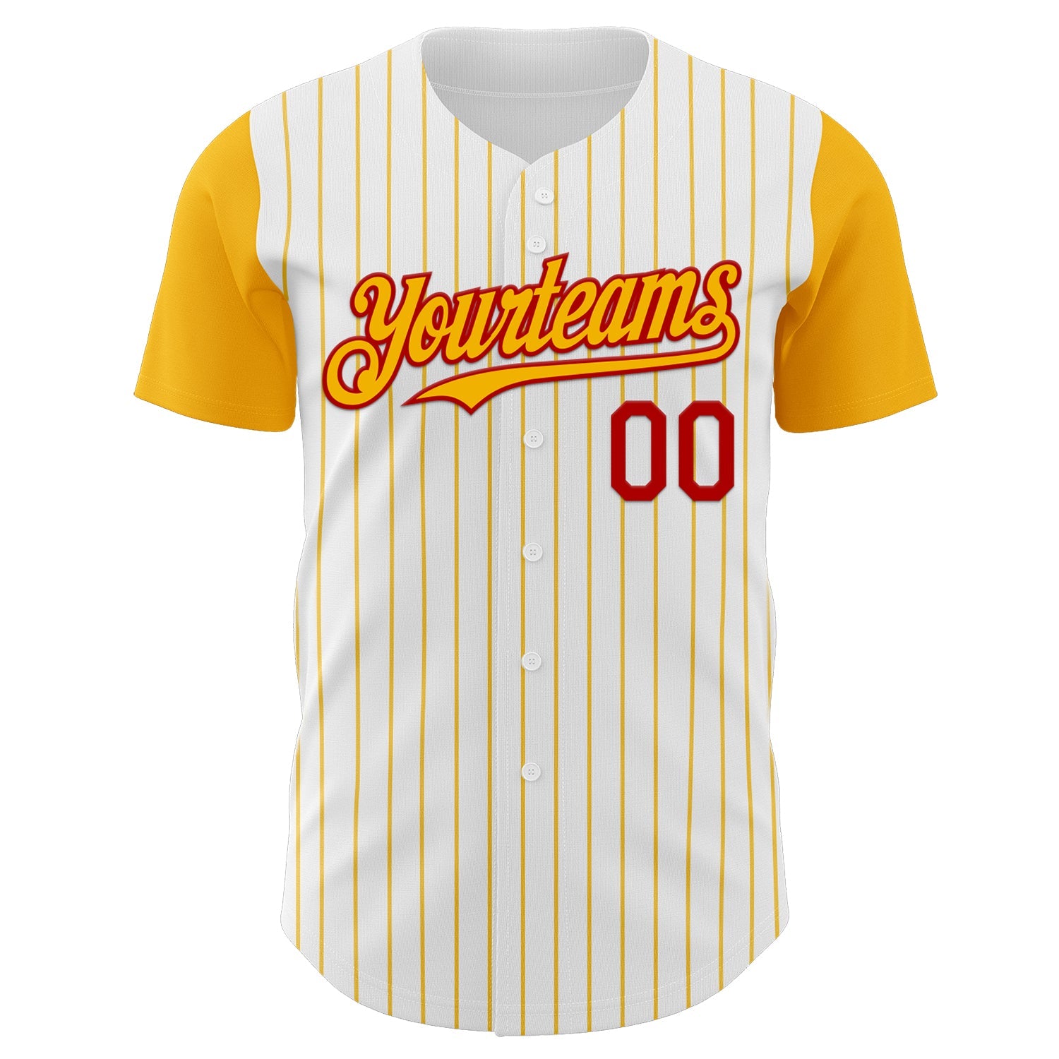 Custom White Gold Pinstripe Red Authentic Two Tone Baseball Jersey - Sky-Custom