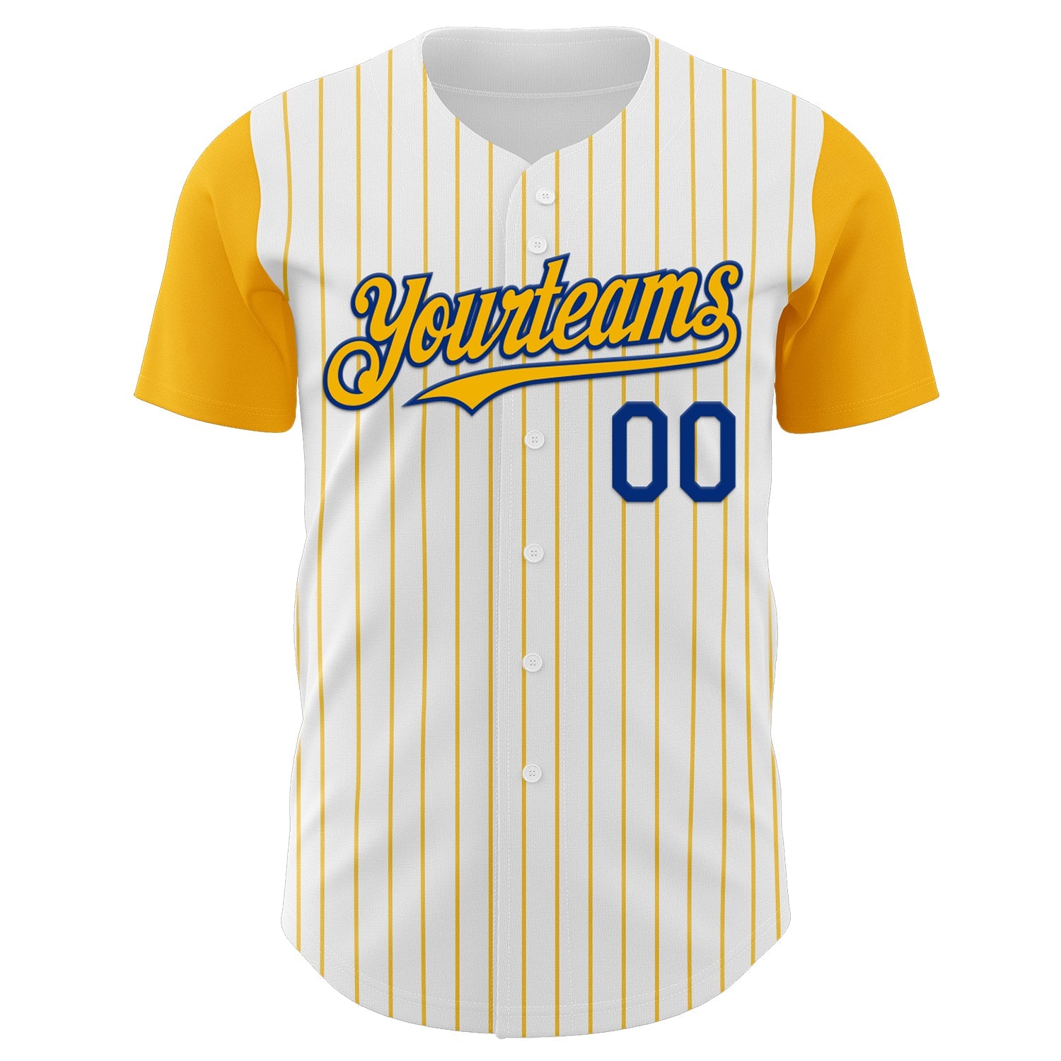 Custom White Gold Pinstripe Royal Authentic Two Tone Baseball Jersey - Sky-Custom