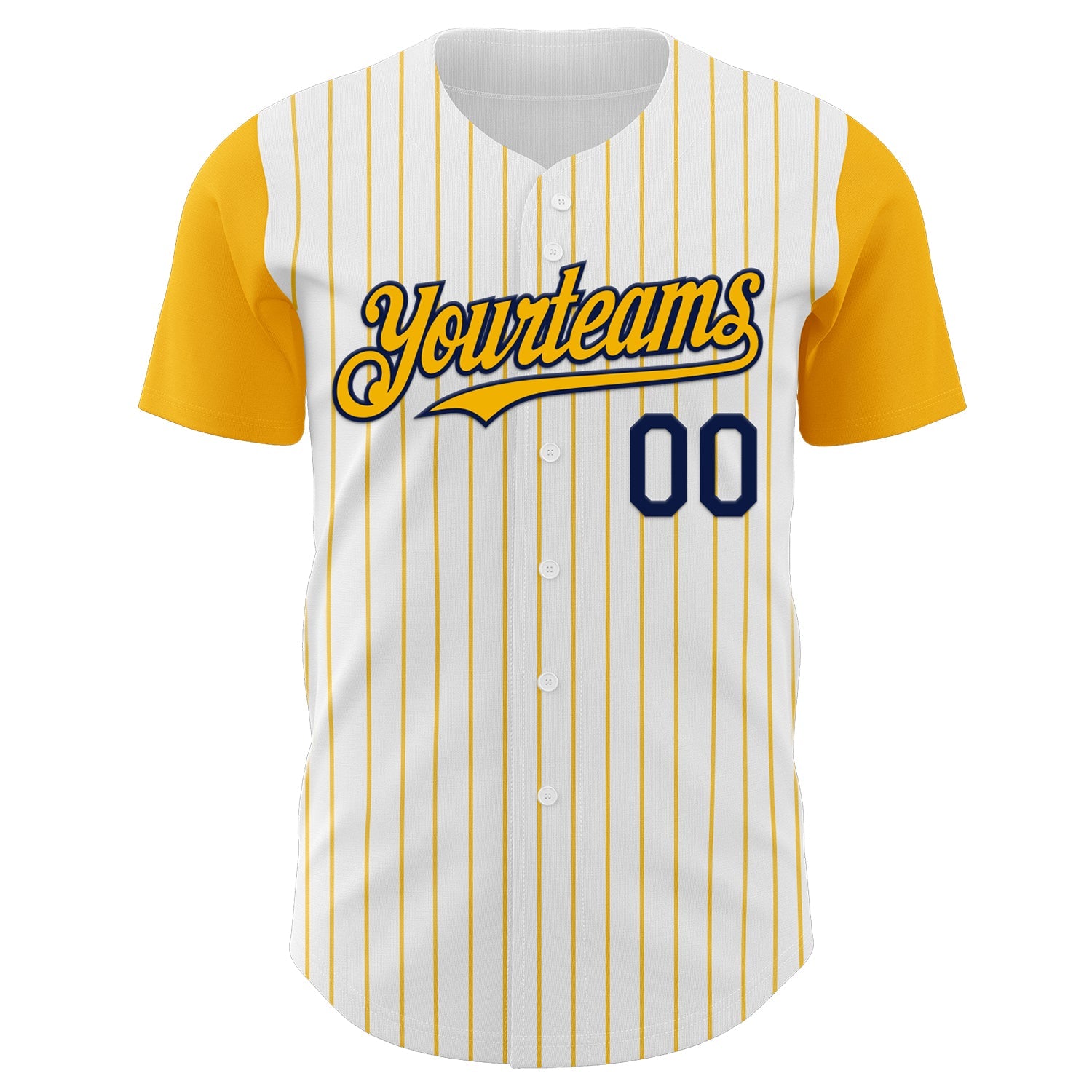 Custom White Gold Pinstripe Navy Authentic Two Tone Baseball Jersey - Sky-Custom