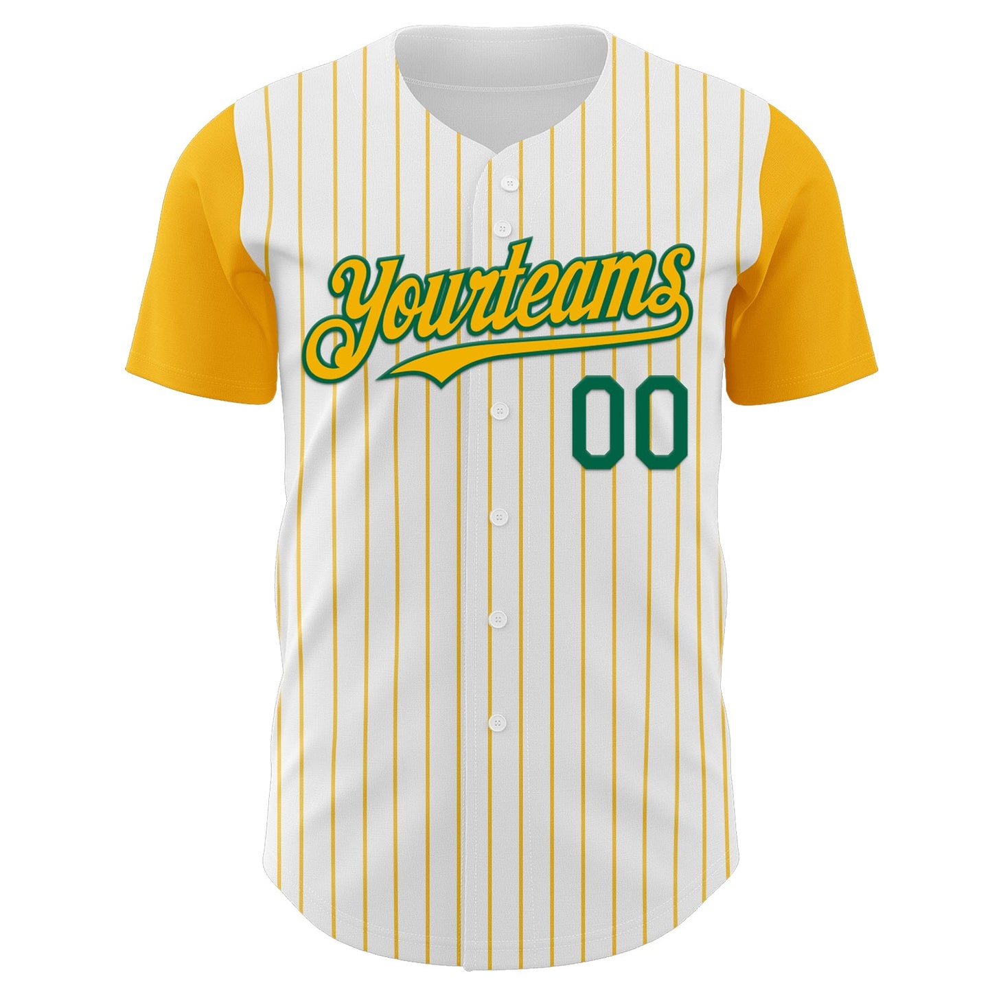Custom White Gold Pinstripe Kelly Green Authentic Two Tone Baseball Jersey - Sky-Custom