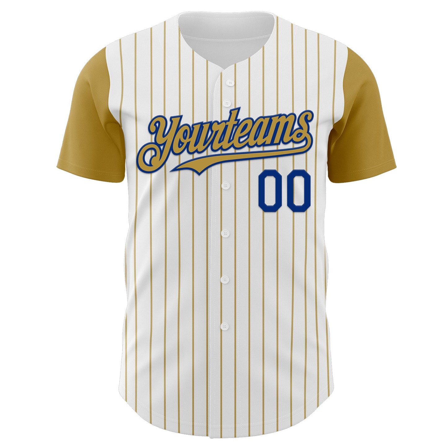 Custom White Old Gold Pinstripe Royal Authentic Two Tone Baseball Jersey - Sky-Custom