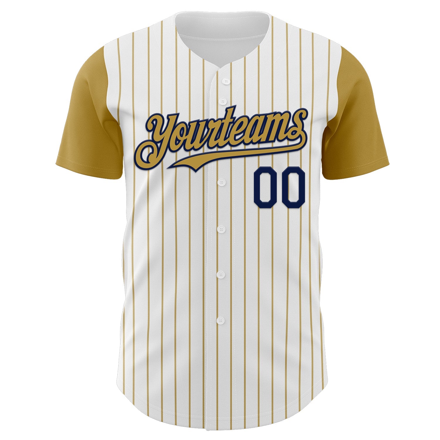 Custom White Old Gold Pinstripe Navy Authentic Two Tone Baseball Jersey - Sky-Custom