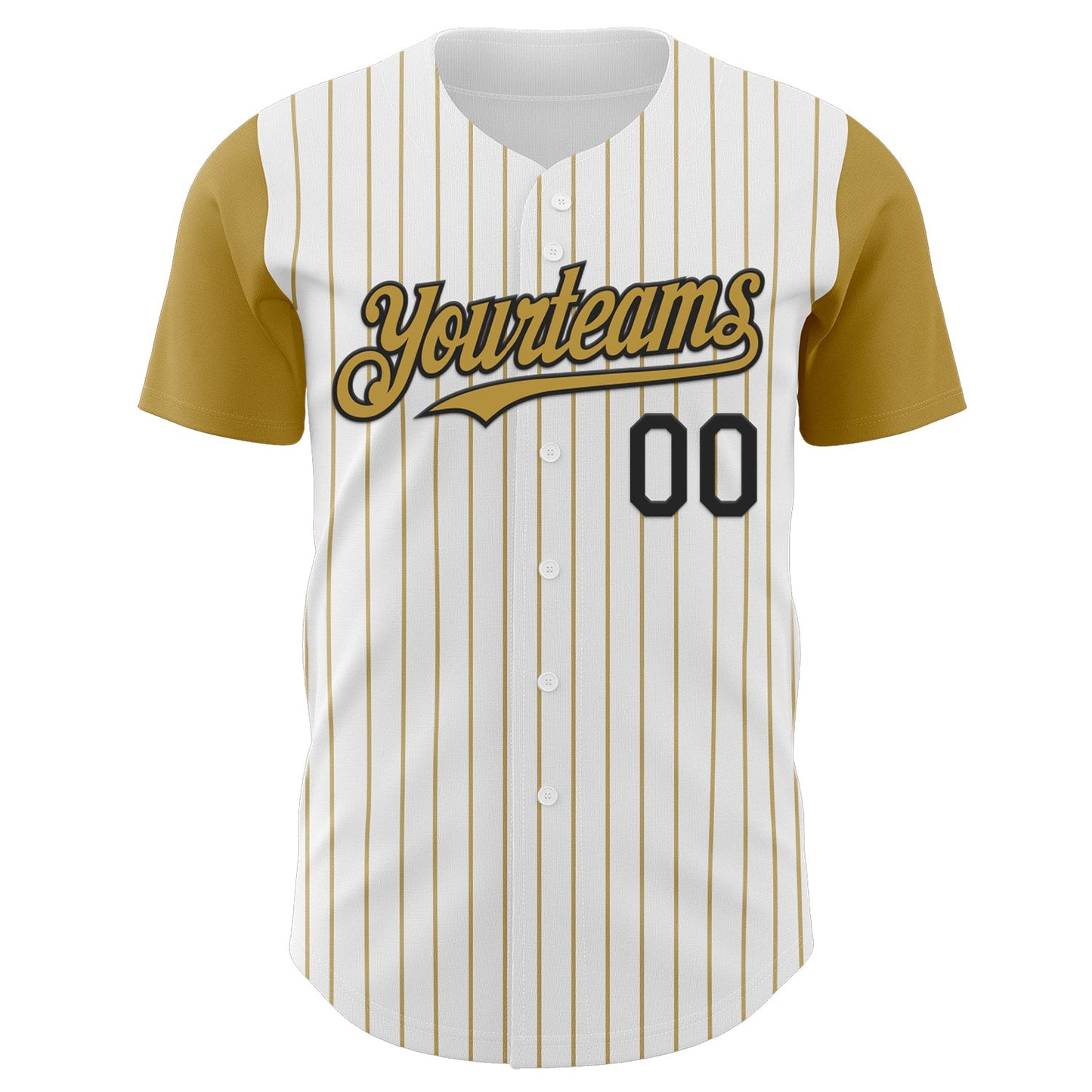 Custom White Old Gold Pinstripe Black Authentic Two Tone Baseball Jersey - Sky-Custom