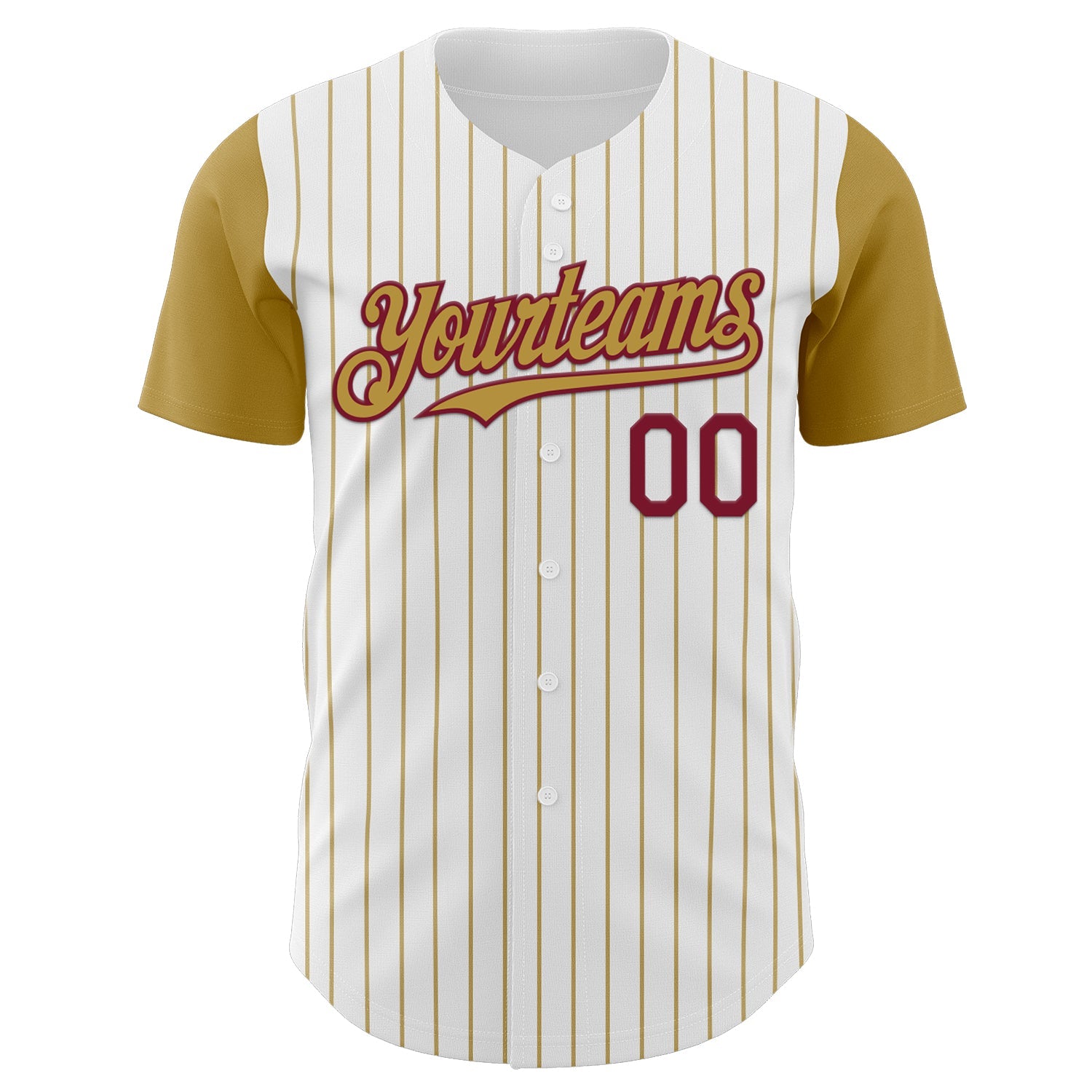 Custom White Old Gold Pinstripe Crimson Authentic Two Tone Baseball Jersey - Sky-Custom
