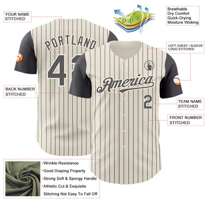 Custom Cream Steel Gray Pinstripe Steel Gray Authentic Two Tone Baseball Jersey - Sky-Custom