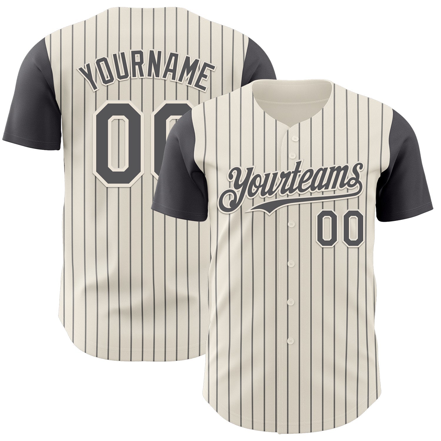Custom Cream Steel Gray Pinstripe Steel Gray Authentic Two Tone Baseball Jersey - Sky-Custom