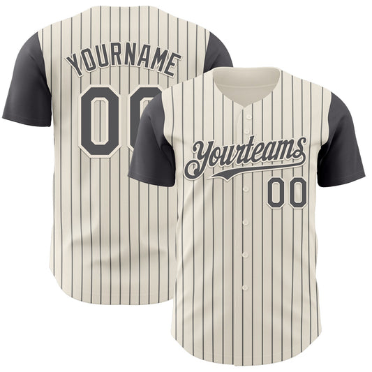 Custom Cream Steel Gray Pinstripe Steel Gray Authentic Two Tone Baseball Jersey - Sky-Custom