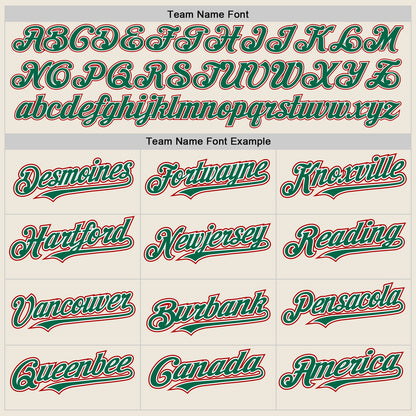 Custom Cream Kelly Green Pinstripe White-Red Authentic Two Tone Baseball Jersey - Sky-Custom