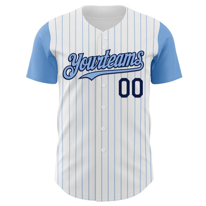 Custom White Light Blue Pinstripe Black Authentic Two Tone Baseball Jersey - Sky-Custom
